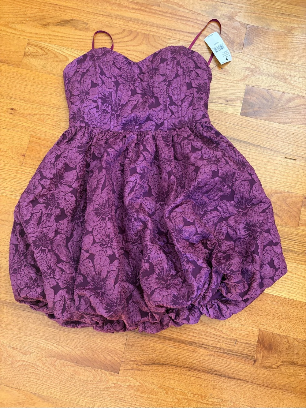 Magenta Floral Jacquard Dress - Large